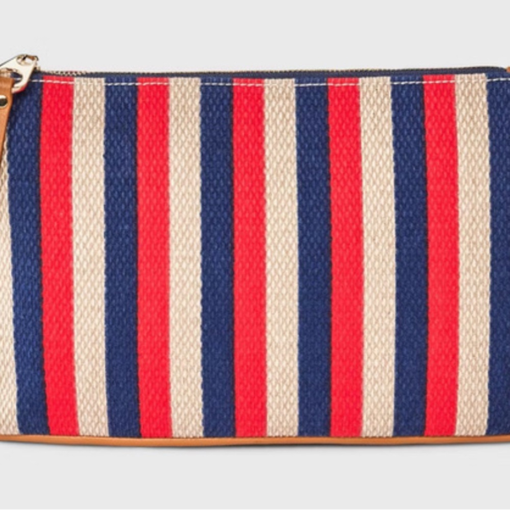 🔴Universal Thread Red and Blue Striped Clutch